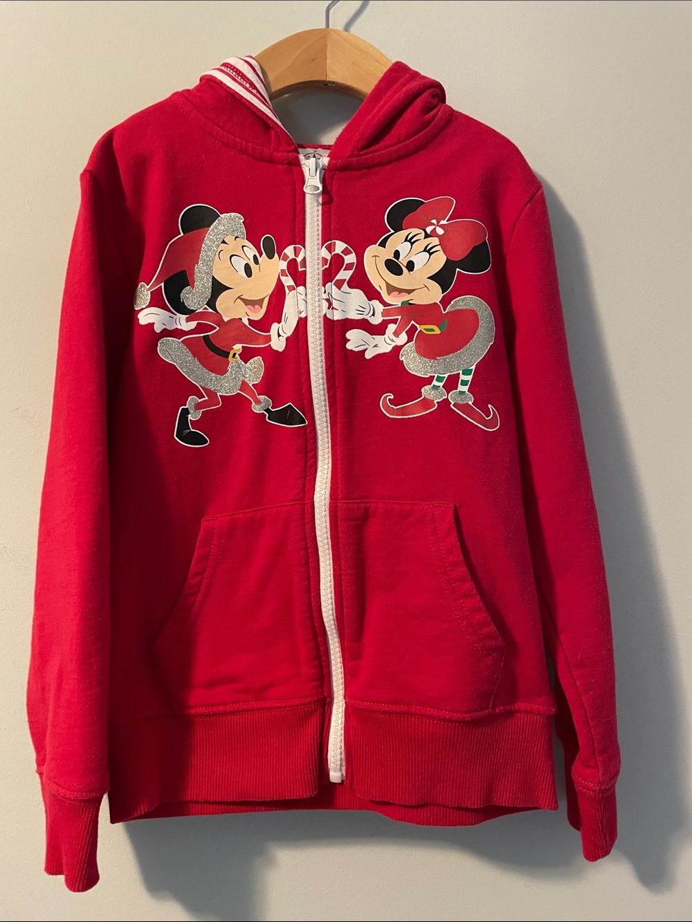 Disney walt disney world Christmas Red Mickey & Minnie Zip-Up Hoodie Sweatshirt